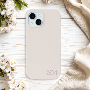 Monogram Beige Minimalistische Initialen iPhone 15 Case
