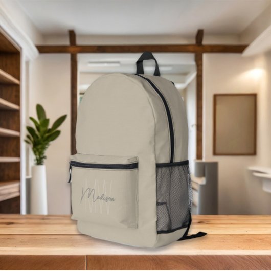 Monogram Beige Modern Minimalist Bedrukte Rugzak