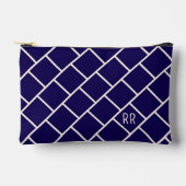 Monogram Beige & Navy Blue Stylish Trellis Pattern Etui (Voorkant)