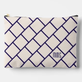 Monogram Beige & Navy Blue Stylish Trellis Pattern Etui (Voorkant)