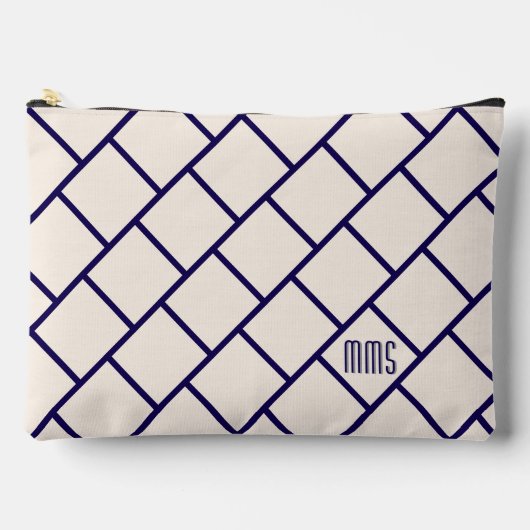 Monogram Beige & Navy Blue Stylish Trellis Pattern Etui (Voorkant)