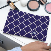 Monogram Beige & Navy Blue Stylish Trellis Pattern Etui