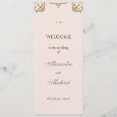 Monogram Beige Pearl Vintage Wedding Programma Programmakaart (Voorkant)