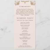 Monogram Beige Pearl Vintage Wedding Programma Programmakaart (Achterkant)