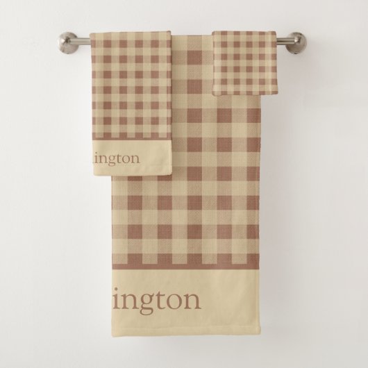 Monogram Beige Roest Buffel Plaid Landelijk Bad Handdoek (Insitu)