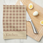 Monogram Beige Roest Buffels Plaid Landelijk Lande Theedoek (Quarter Fold)