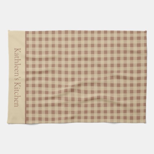 Monogram Beige Roest Buffels Plaid Landelijk Lande Theedoek (Horizontaal)