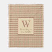 Monogram Beige Roestbruin Buffalo Plaid Rustieke L Fleece Deken (Voorkant)