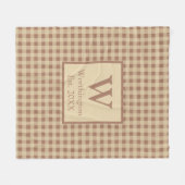 Monogram Beige Roestbruin Buffalo Plaid Rustieke L Fleece Deken (Voorkant (Horizontaal))