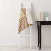 Monogram Beige Roestbruin Buffalo Strepen Rustieke Sherpa Deken (In situ)