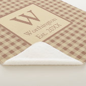 Monogram Beige Roestbruin Buffalo Strepen Rustieke Sherpa Deken (3/4)