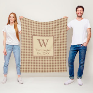 Monogram Beige Rust Buffalo Pset Rustisch Land Fleece Deken