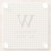 Monogram Beige Rust Buffalo Pset Rustisch Land Glazen Onderzetter (Achterkant)