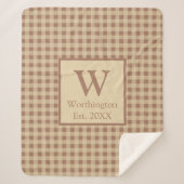 Monogram Beige Rust Buffalo Pset Rustisch Land Sherpa Deken (Voorkant)