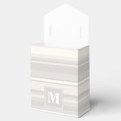 Monogram beige strepen bedankdoosjes (Geopend)