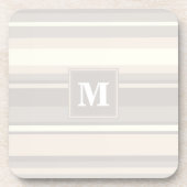 Monogram beige strepen bier onderzetter (Voorkant)