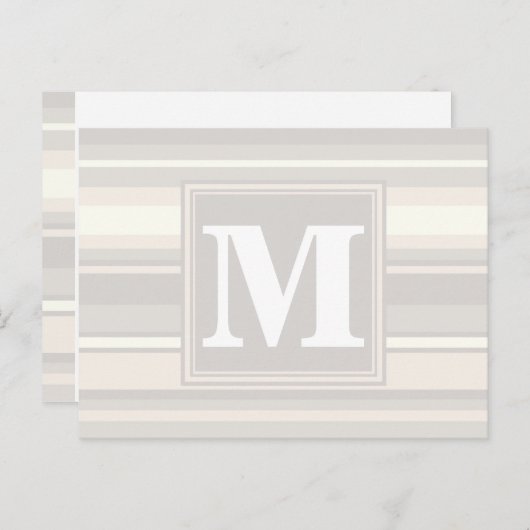 Monogram beige strepen briefkaart (Voorkant / Achterkant)