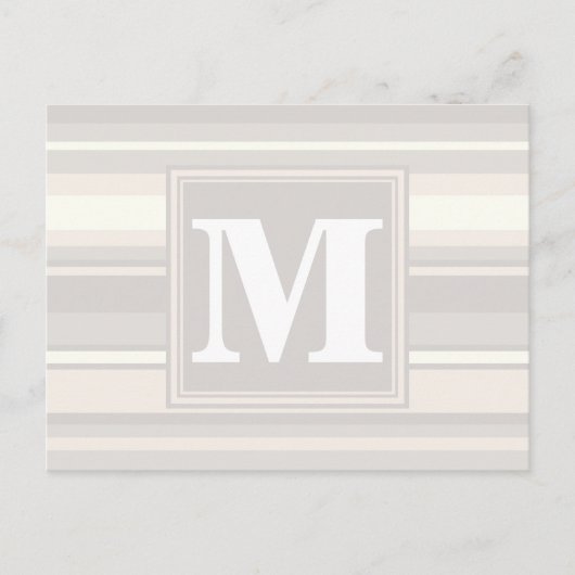 Monogram beige strepen briefkaart (Voorkant)