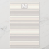 Monogram beige strepen briefpapier (Voorkant)