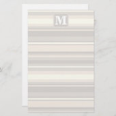Monogram beige strepen briefpapier (Voorkant / Achterkant)