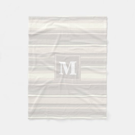 Monogram beige strepen fleece deken (Voorkant)