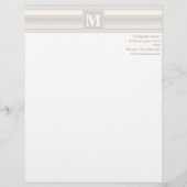 Monogram beige strepen gepersonaliseerd briefhoofd (Voorkant)