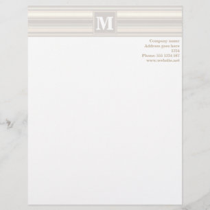 Monogram beige strepen gepersonaliseerd briefhoofd