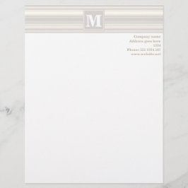 Monogram beige strepen gepersonaliseerd briefhoofd