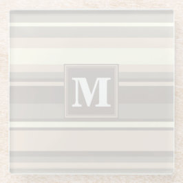 Monogram beige strepen glazen onderzetter