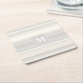 Monogram beige strepen kartonnen onderzetters (Schuin)