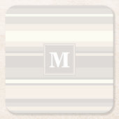 Monogram beige strepen kartonnen onderzetters (Voorkant)