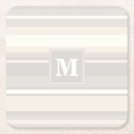 Monogram beige strepen kartonnen onderzetters