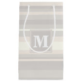 Monogram beige strepen klein cadeauzakje (Voorkant)