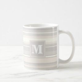 Monogram beige strepen koffiemok