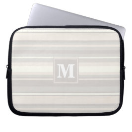 Monogram beige strepen laptop sleeve