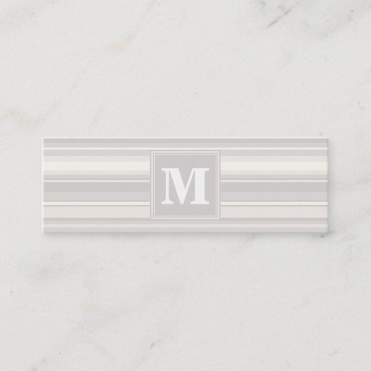 Monogram beige strepen mini visitekaartje (Voorkant)