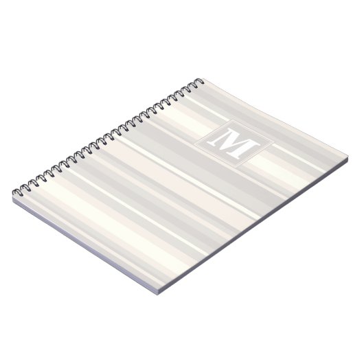 Monogram beige strepen notitieboek (Linkerzijde)