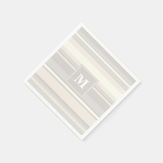 Monogram beige strepen servet (Hoek)