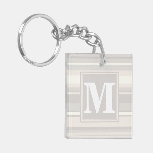 Monogram beige strepen sleutelhanger (Voorkant Links)