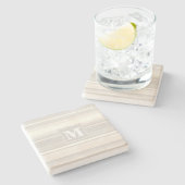 Monogram beige strepen stenen onderzetter (Zijkant)