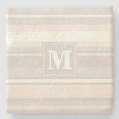 Monogram beige strepen stenen onderzetter (Voorkant)