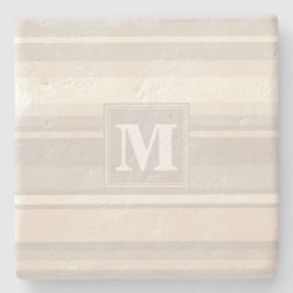 Monogram beige strepen stenen onderzetter