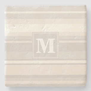 Monogram beige strepen stenen onderzetter