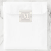 Monogram beige strepen vierkante sticker (Tas)