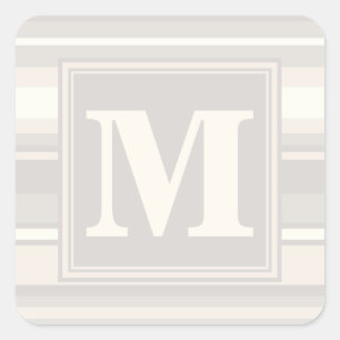 Monogram beige strepen vierkante sticker
