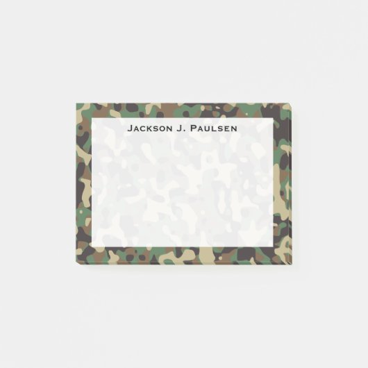 Monogram Beige, Tan, Bruin, Groen, Grijs Camouflag Post-it® Notes (Voorkant)