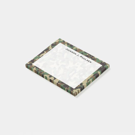 Monogram Beige, Tan, Bruin, Groen, Grijze Camoufla Post-it® Notes (Schuin)