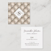 Monogram Beige Tufted patroon haar en make-up Vierkante Visitekaartje (Voorkant / Achterkant)