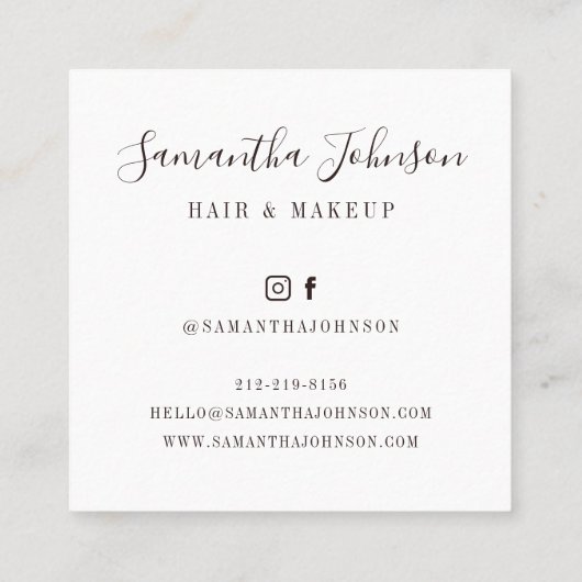 Monogram Beige Tufted patroon haar en make-up Vierkante Visitekaartje (Achterkant)