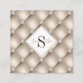 Monogram Beige Tufted patroon haar en make-up Vierkante Visitekaartje (Voorkant)